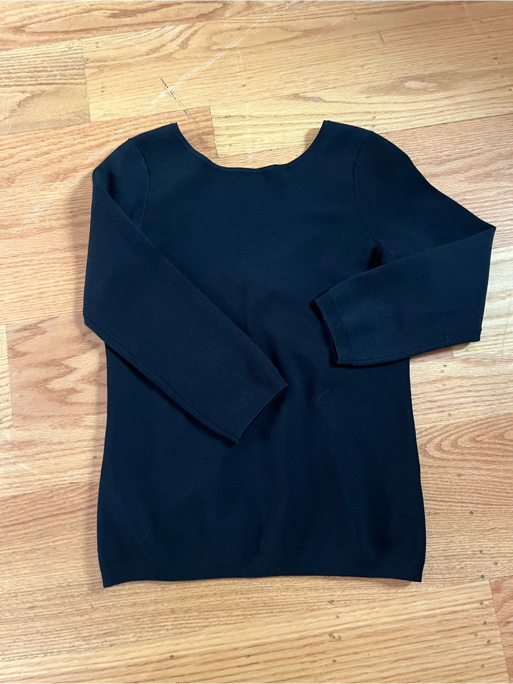 NWT Vince Black 3/4 Sleeve Scoop Neck Knit Top Size M $265